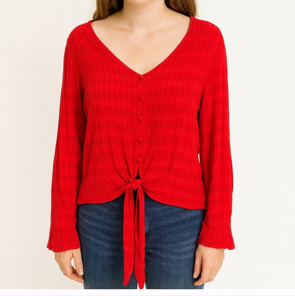 Umgee Red Sexy Tie Front Top Sz Med
